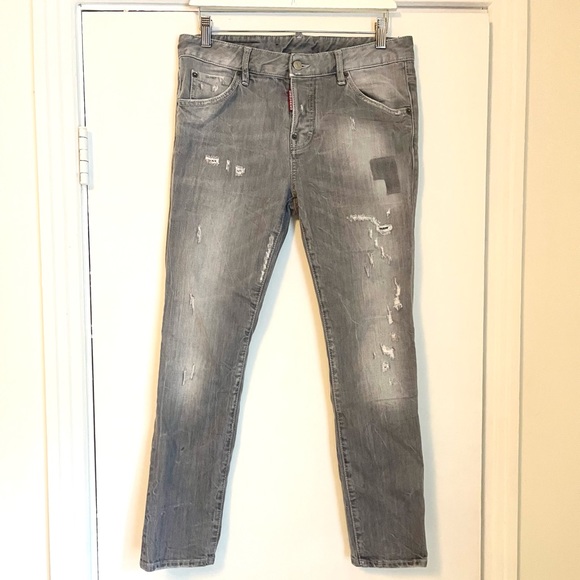 DSQUARED women’s grey distressed slim fit jeans size 42 IT - Picture 3 of 16